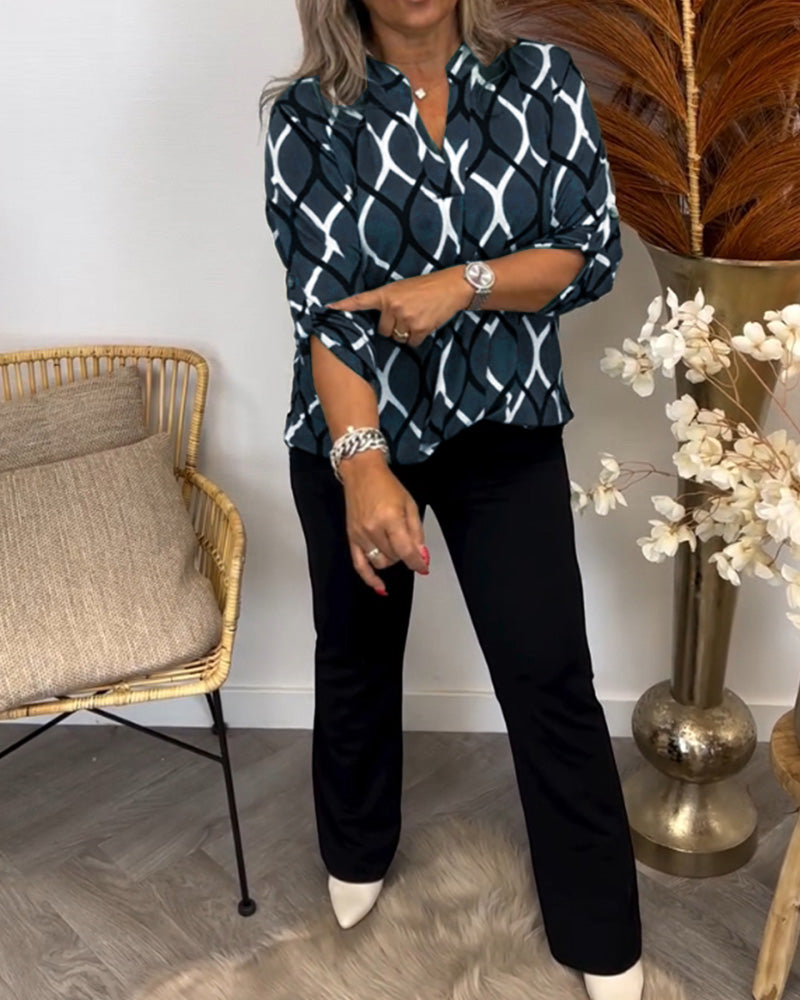 Kimberly Benn | Casual Blouse, Long Sleeves, Elegant Pattern