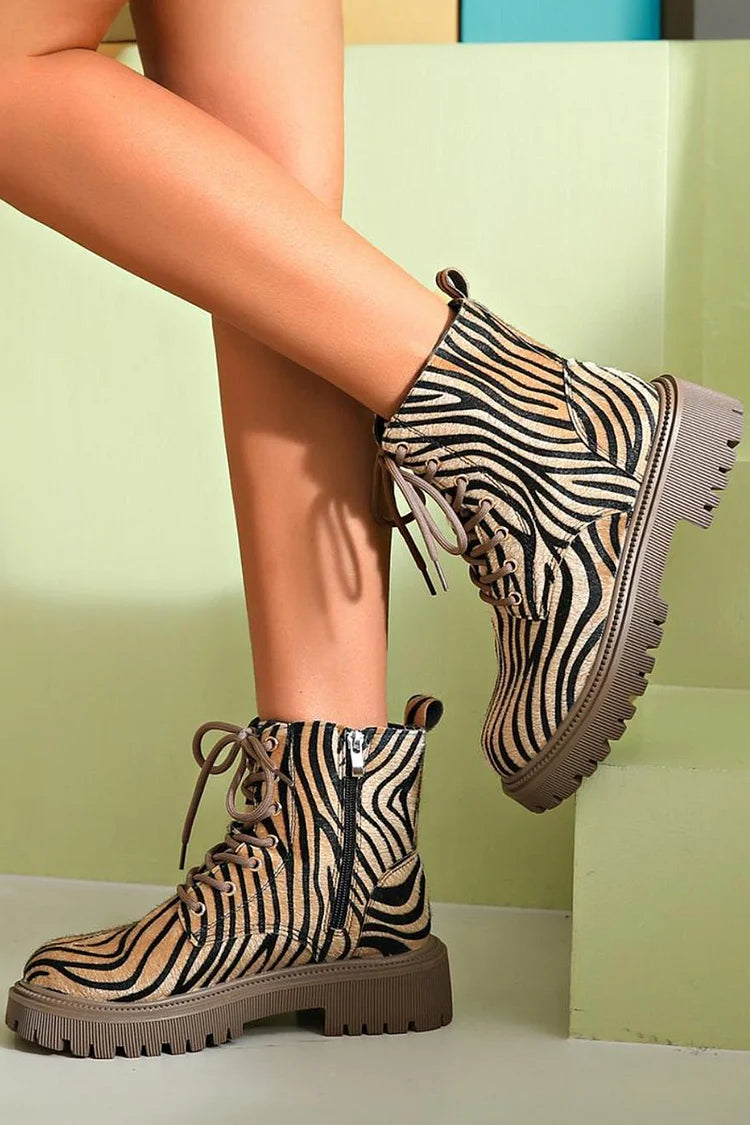 Kimberly Benn | Zebra Print Lace-Up Boots