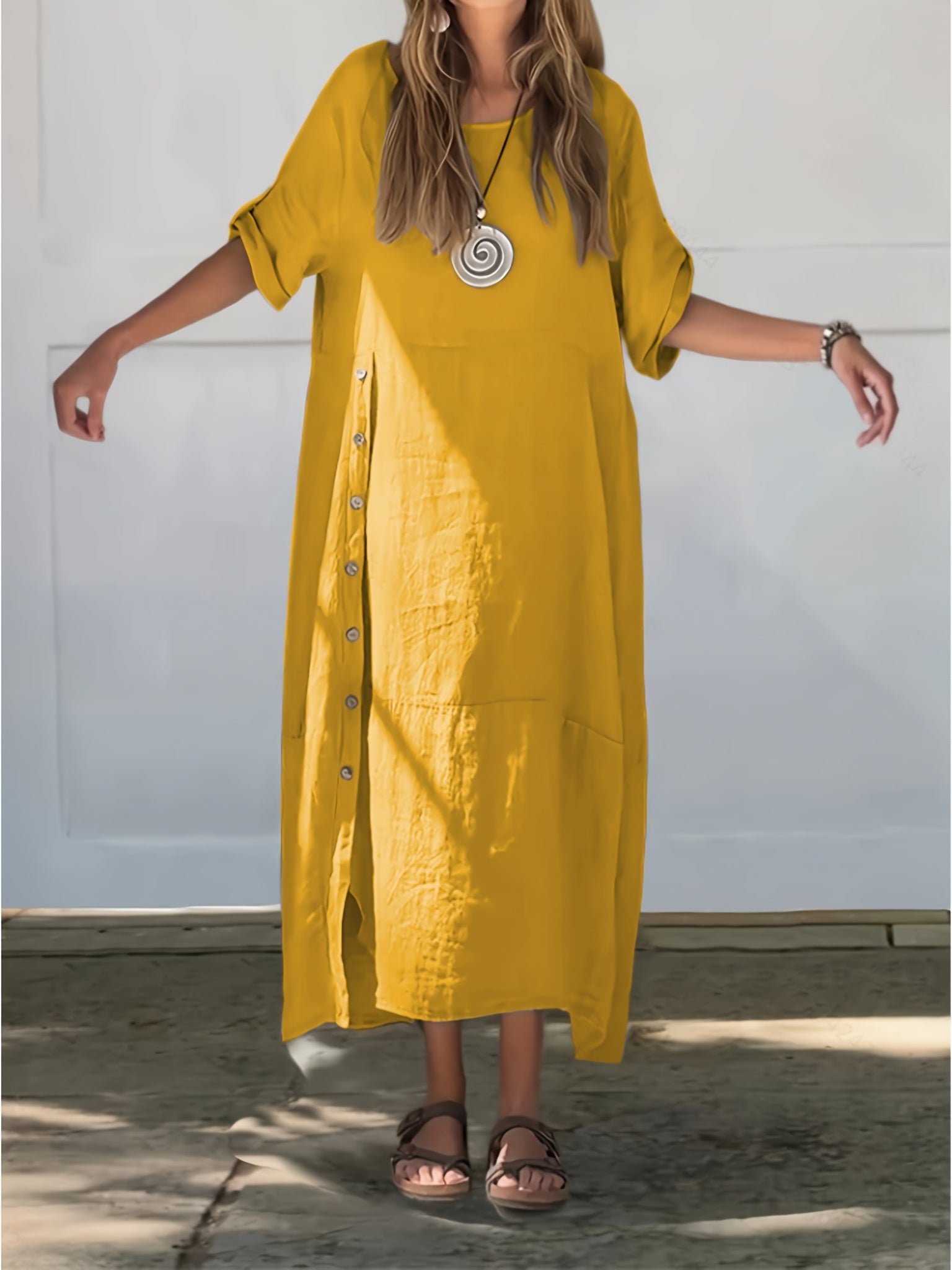 Kimberly Benn | Side-Button Maxi Dress