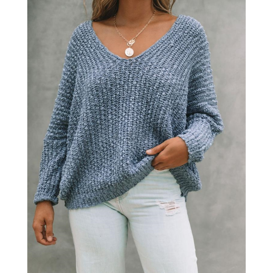 Kimberly Benn | Lightweight V-Neck Long Sleeve Drop Shoulder Sweater
