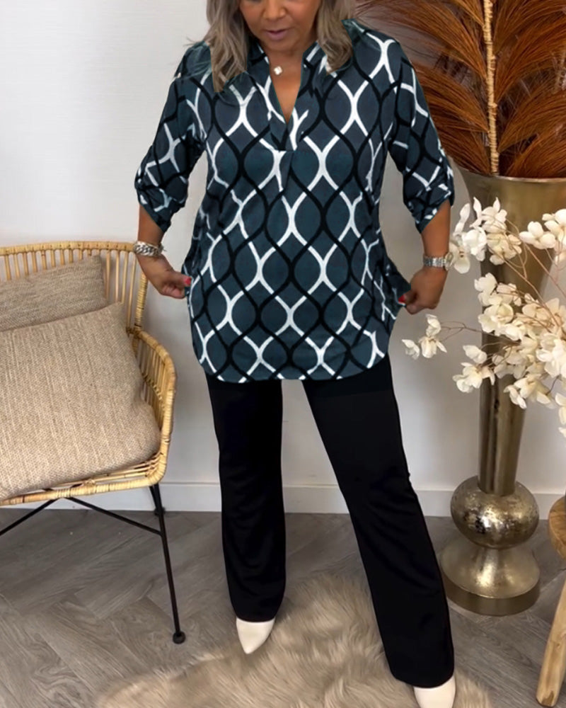 Kimberly Benn | Casual Blouse, Long Sleeves, Elegant Pattern