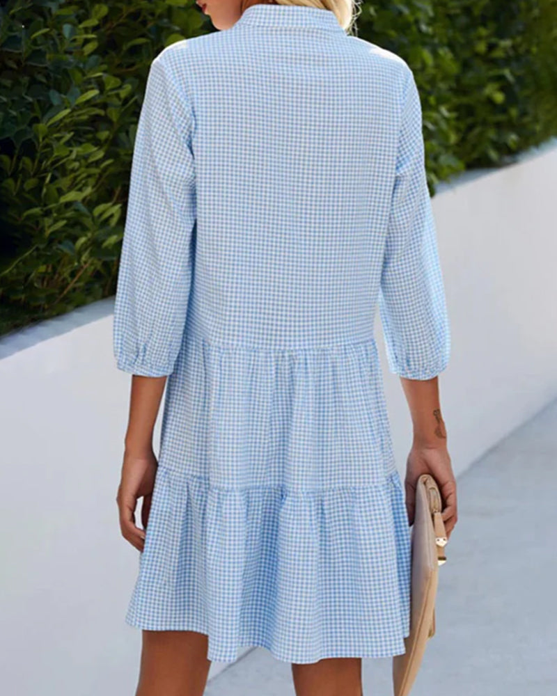 Kimberly Benn | Gingham Button-Up Mini Dress