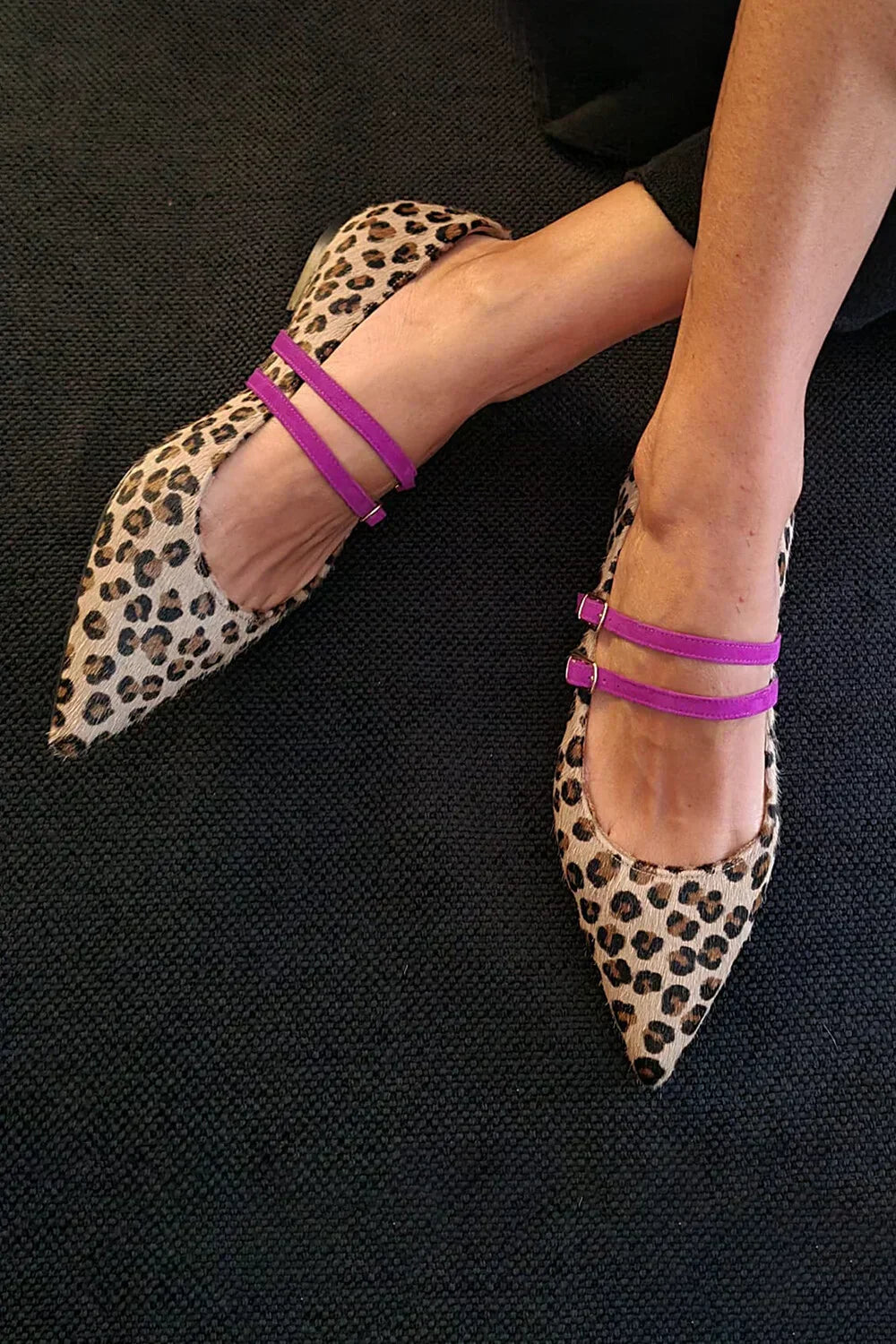 Kimberly Benn | Leopard-Print Strap Flats