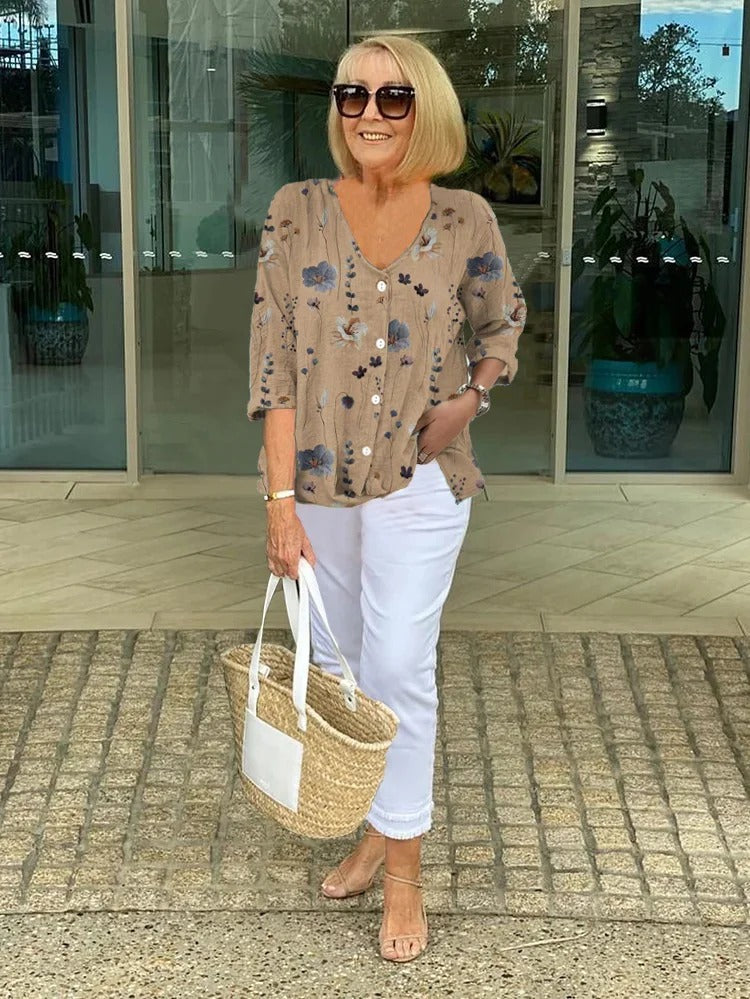 Kimberly Benn | Printed Button Tunic Top