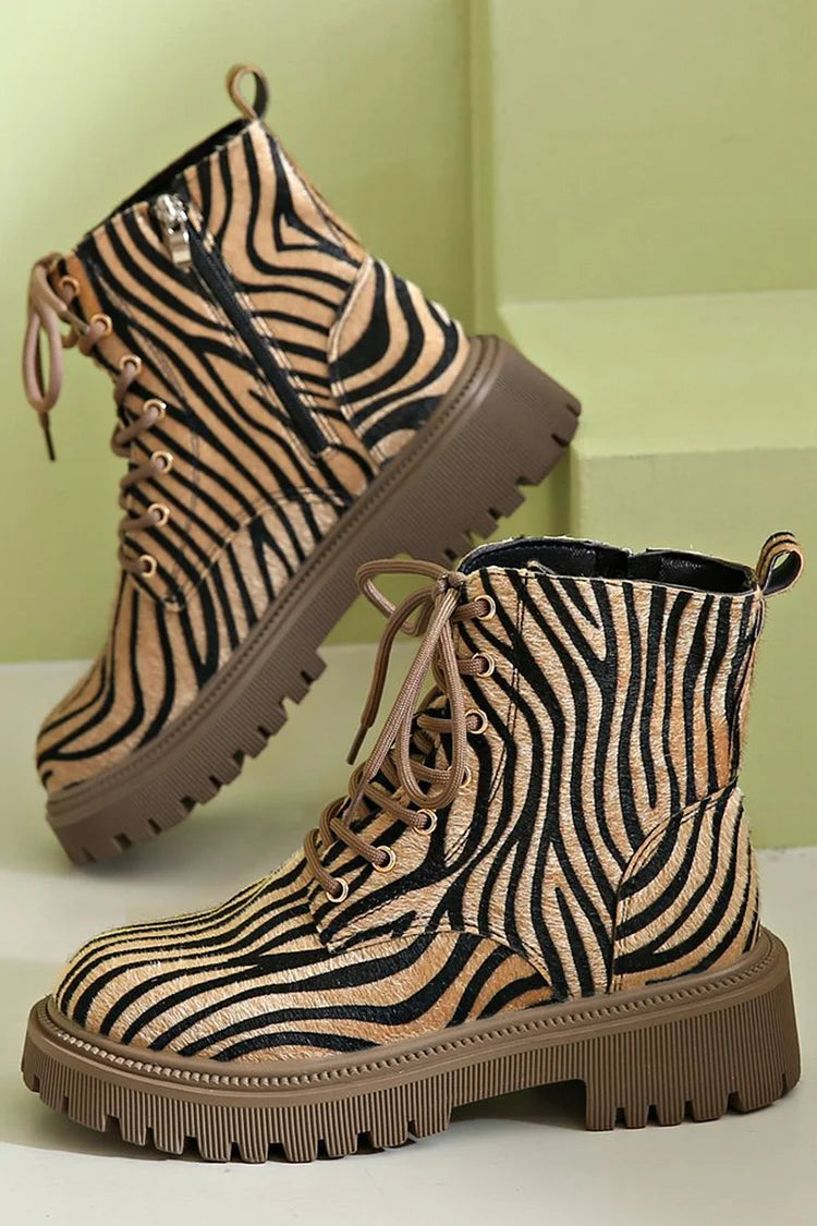Kimberly Benn | Zebra Print Lace-Up Boots