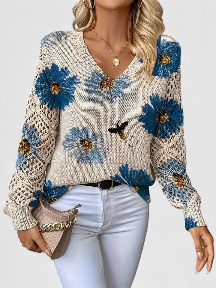 Kimberly Benn | Elegant Floral Knit Sweater