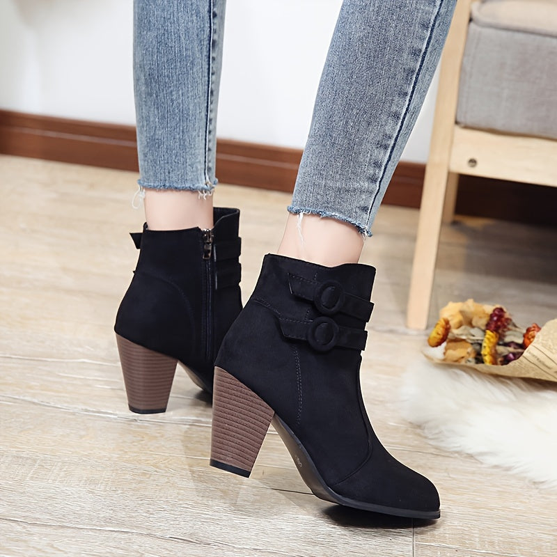 Kimberly Benn | Block Heel Ankle Boots in Soft Material