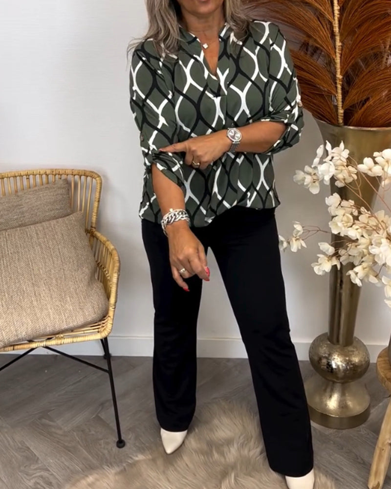 Kimberly Benn | Casual Blouse, Long Sleeves, Elegant Pattern