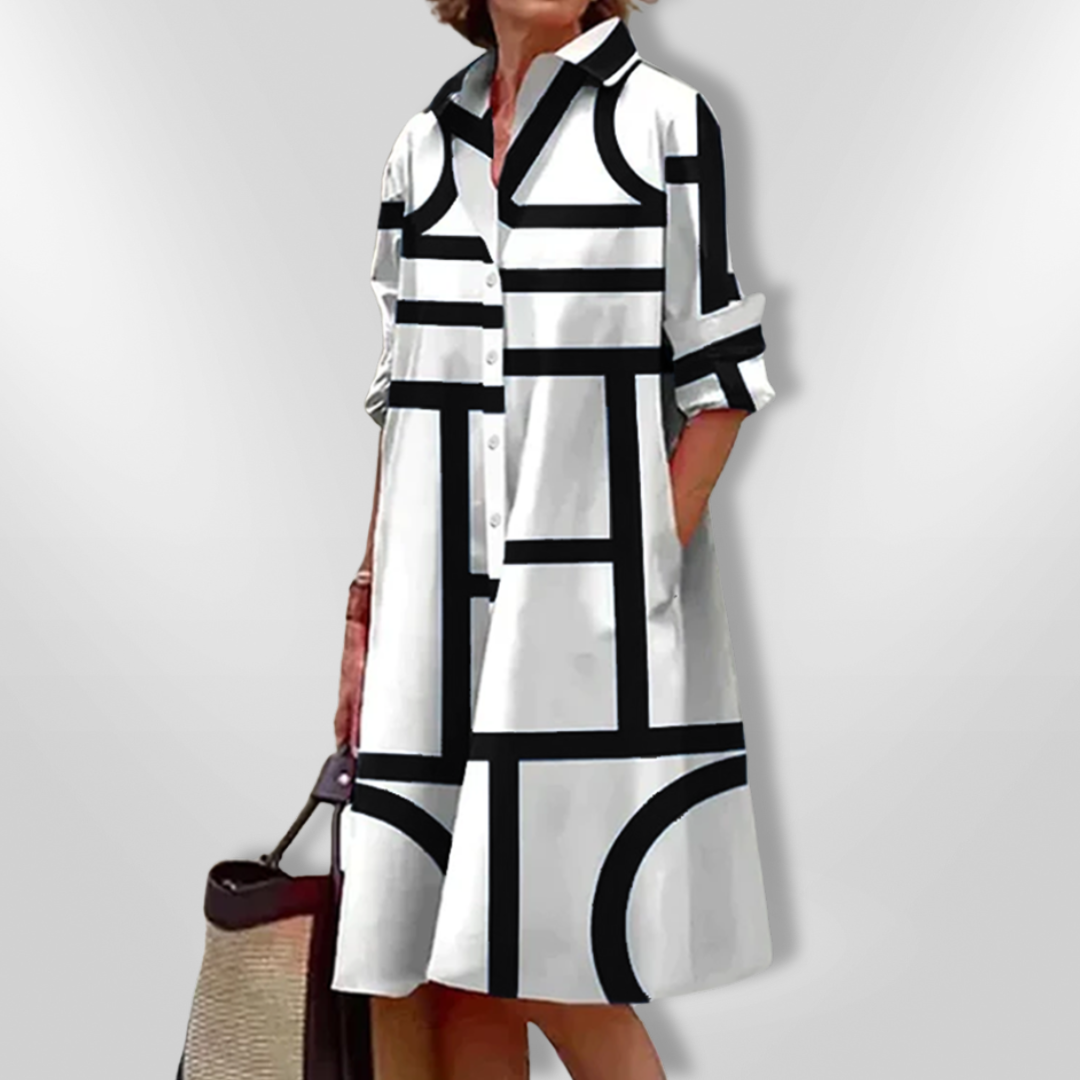 Kimberly Benn | Elegant Geometric Midi Dress