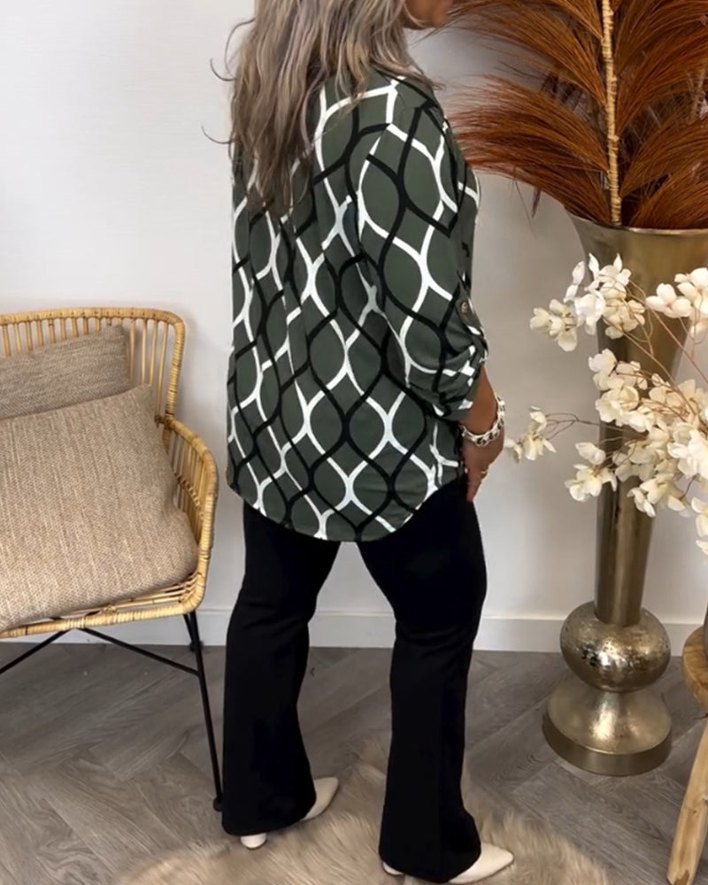 Kimberly Benn | Casual Blouse, Long Sleeves, Elegant Pattern