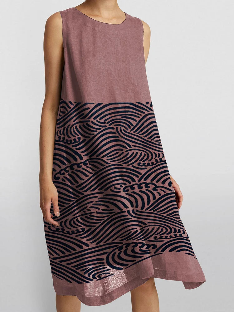 Kimberly Benn | Sleeveless Wave Print Dress