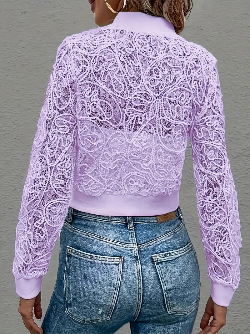 Kimberly Benn | Crop Lace Bomber