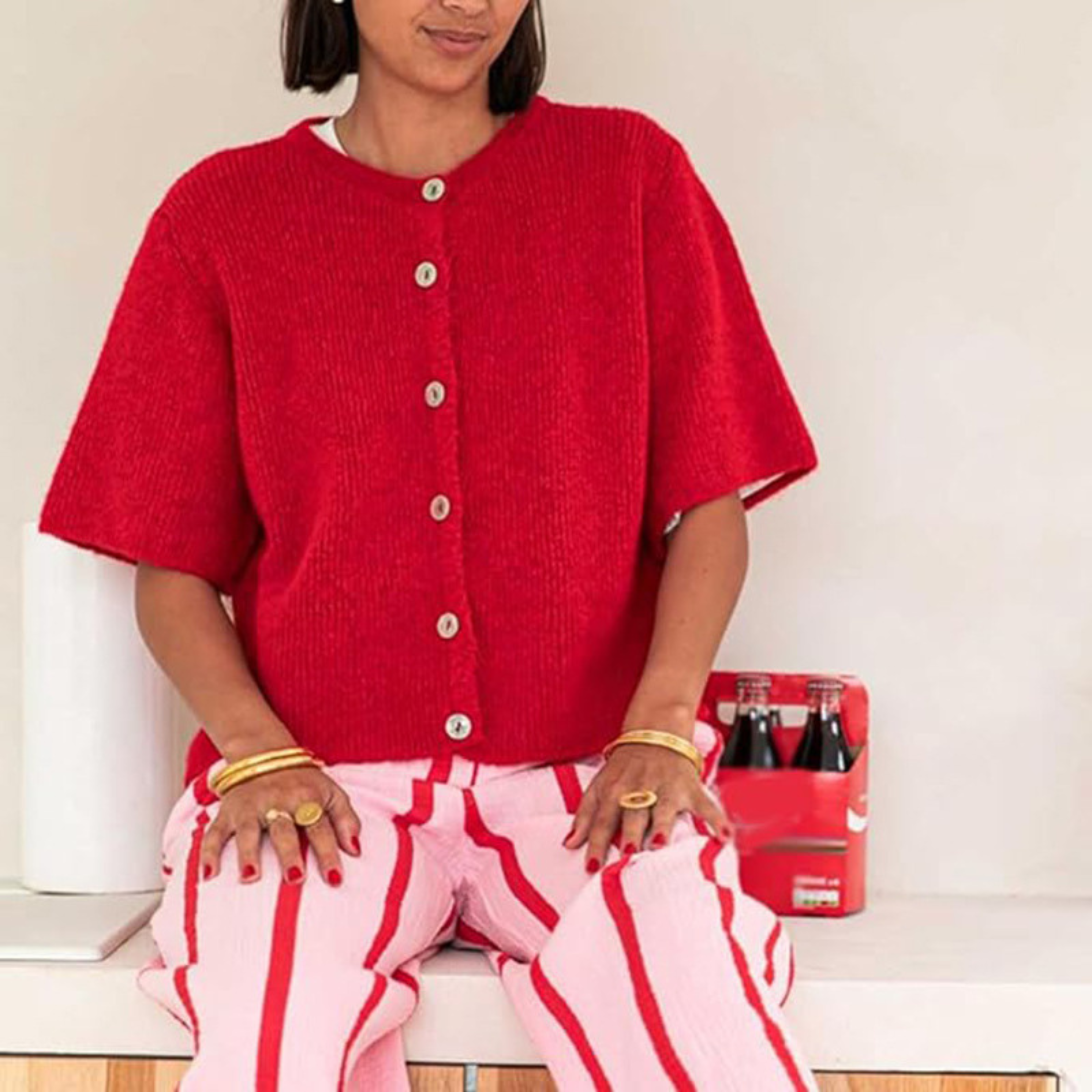 Kimberly Benn | Lightweight Short Sleeve Button Down Cardigan