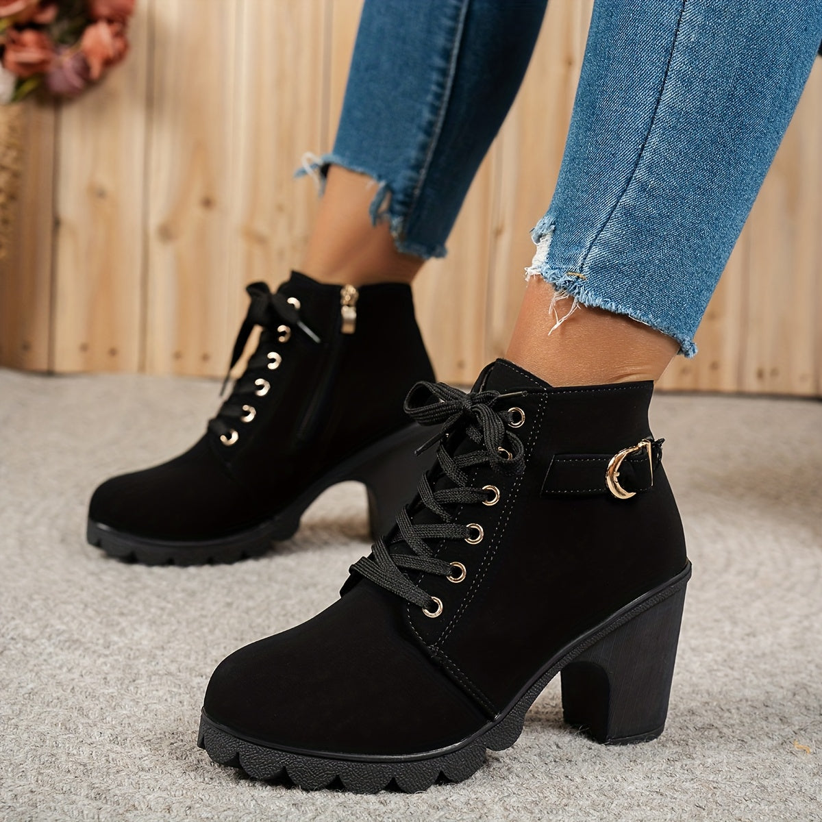 Kimberly Benn | Lace-Up Heel Boots In Black