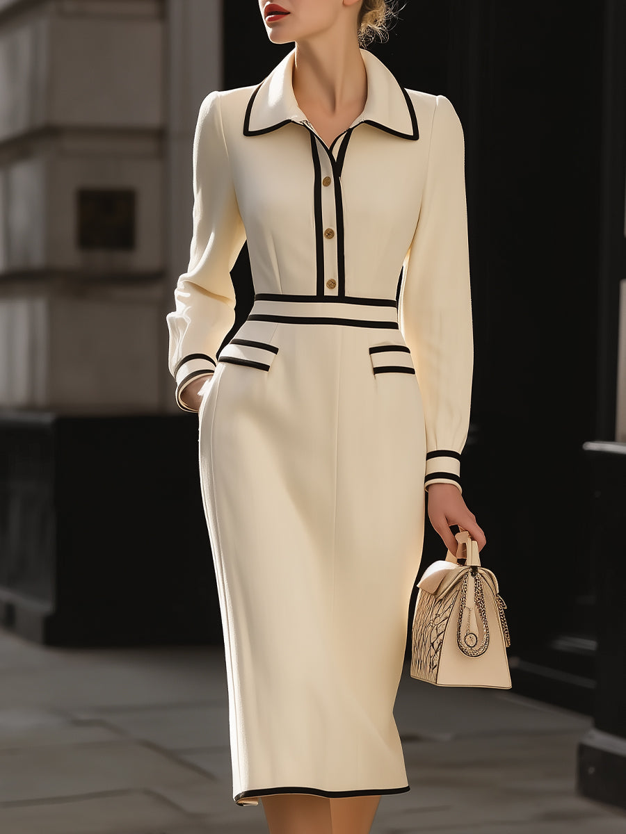 Kimberly Benn | Trim Midi Dress With Button Detail