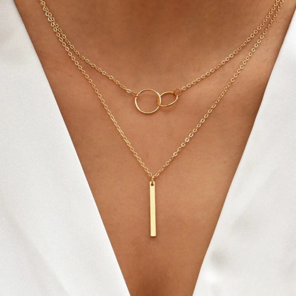 Kimberly Benn | Retro Gold Double Circle Pendant Necklace