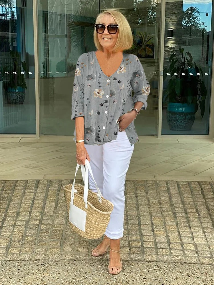 Kimberly Benn | Printed Button Tunic Top