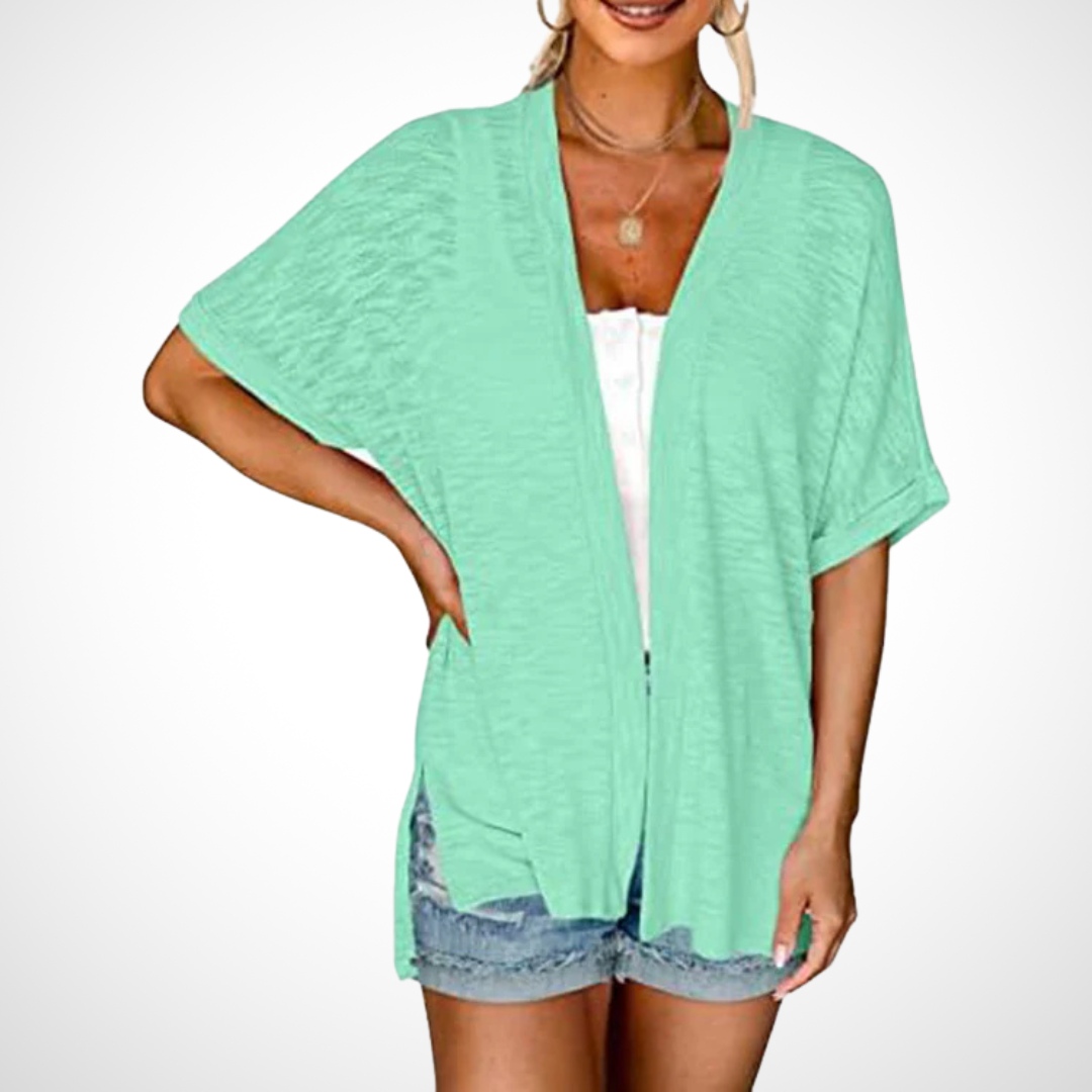 Kimberly Benn | Stylish Flowy Short Sleeve Cardigan