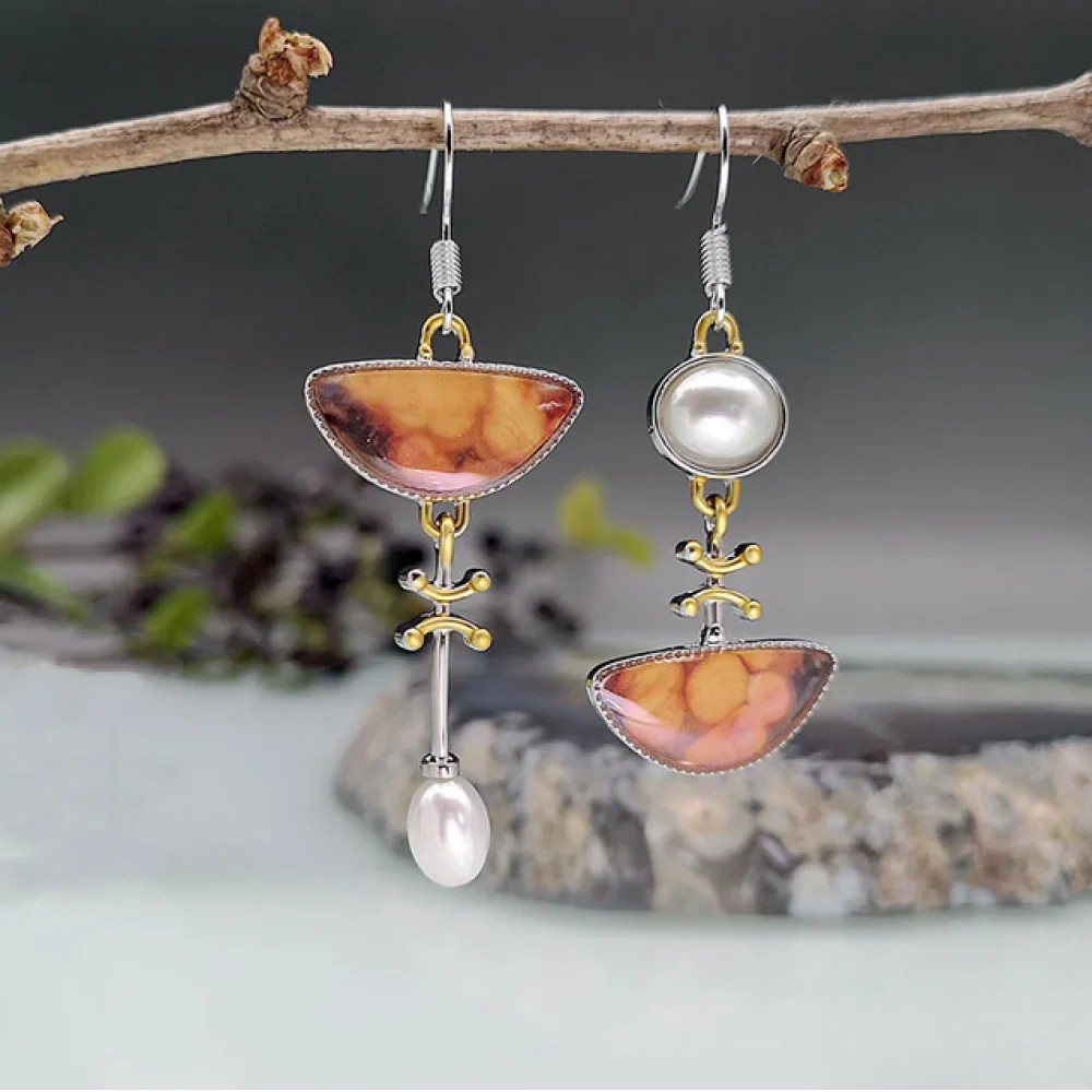 Kimberly Benn | Natural Orange Stone Earrings