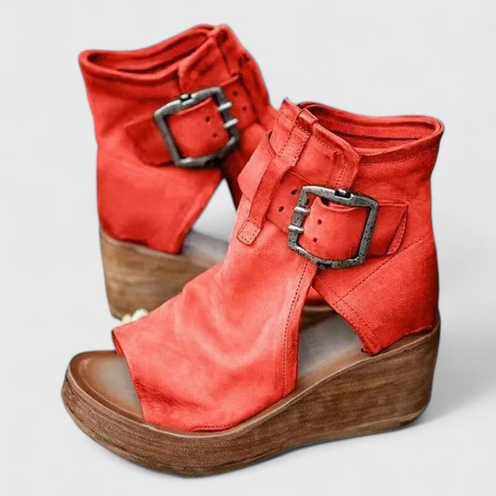 Kimberly Benn | Bold Buckle Wedge Sandals