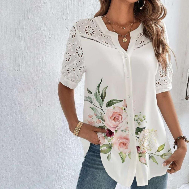 Kimberly Benn | Casual Lace Printed Blouse