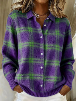 Kimberly Benn | Soft Hoodie Blouse With Check Pattern