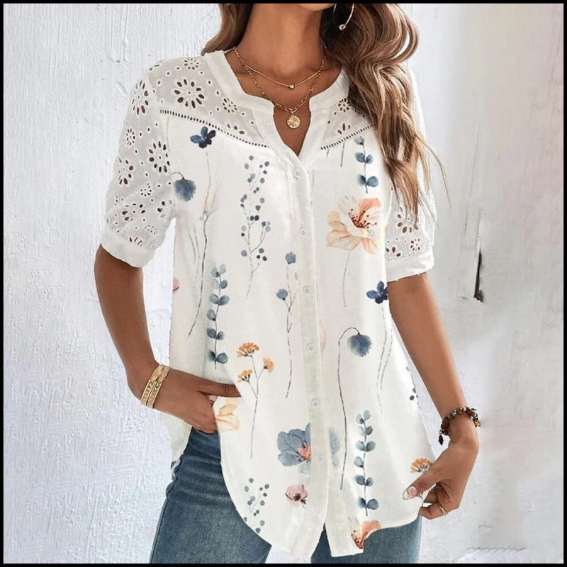 Kimberly Benn | Casual Lace Printed Blouse