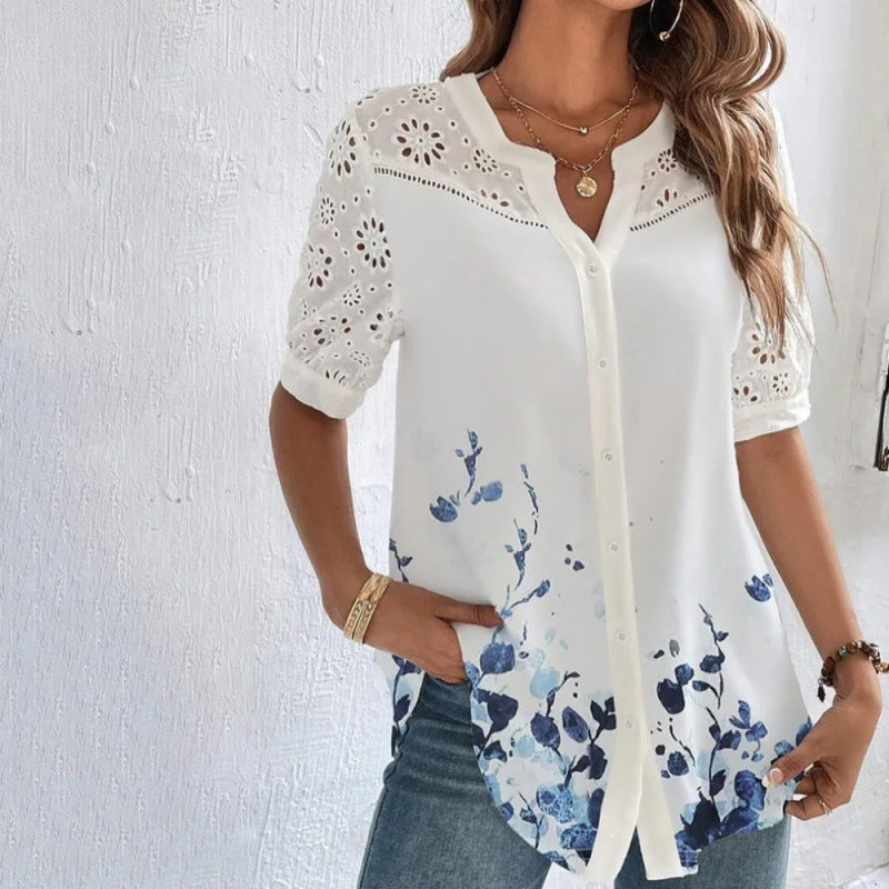 Kimberly Benn | Casual Lace Printed Blouse