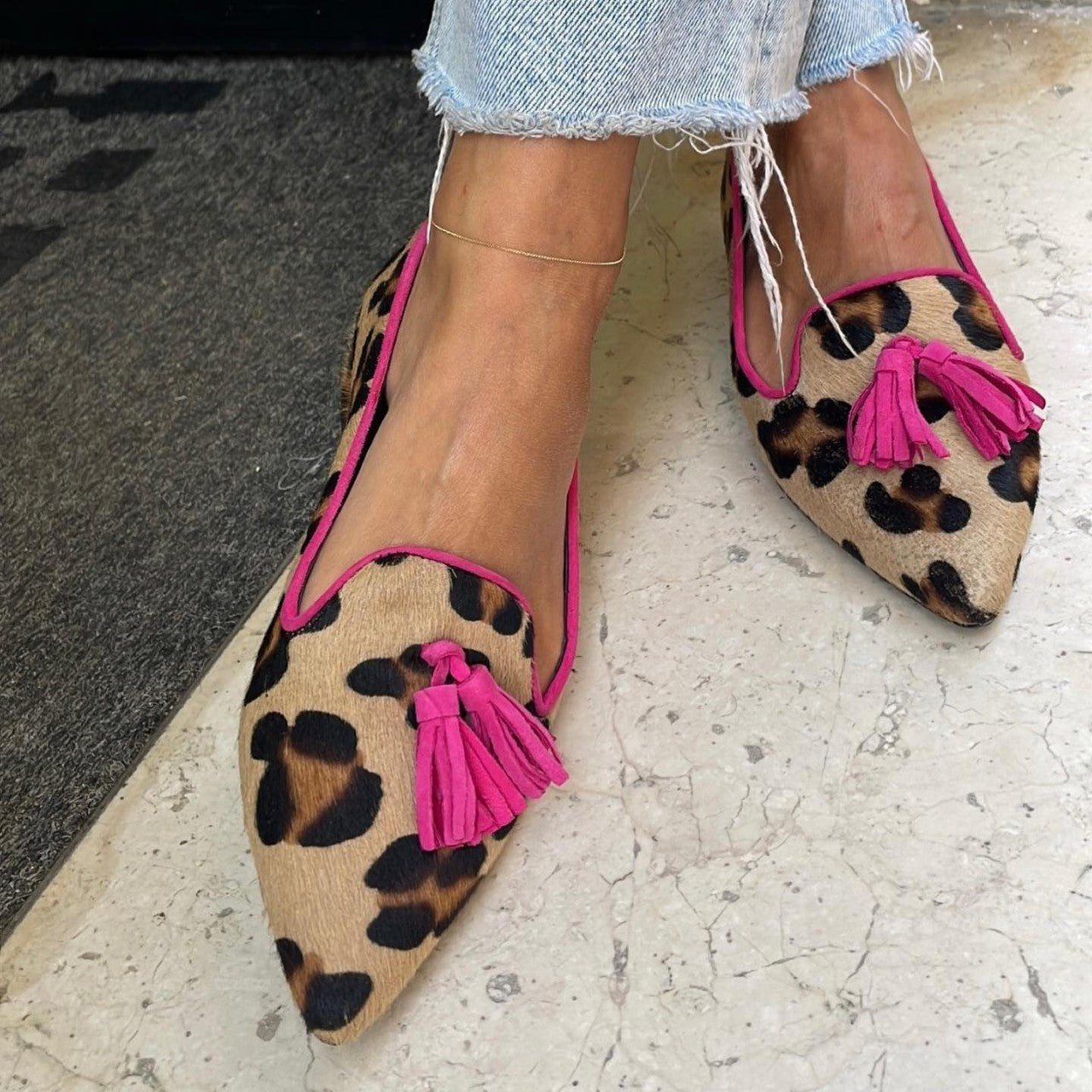 Kimberly Benn | Animal Print Ballet Flats With Tassels