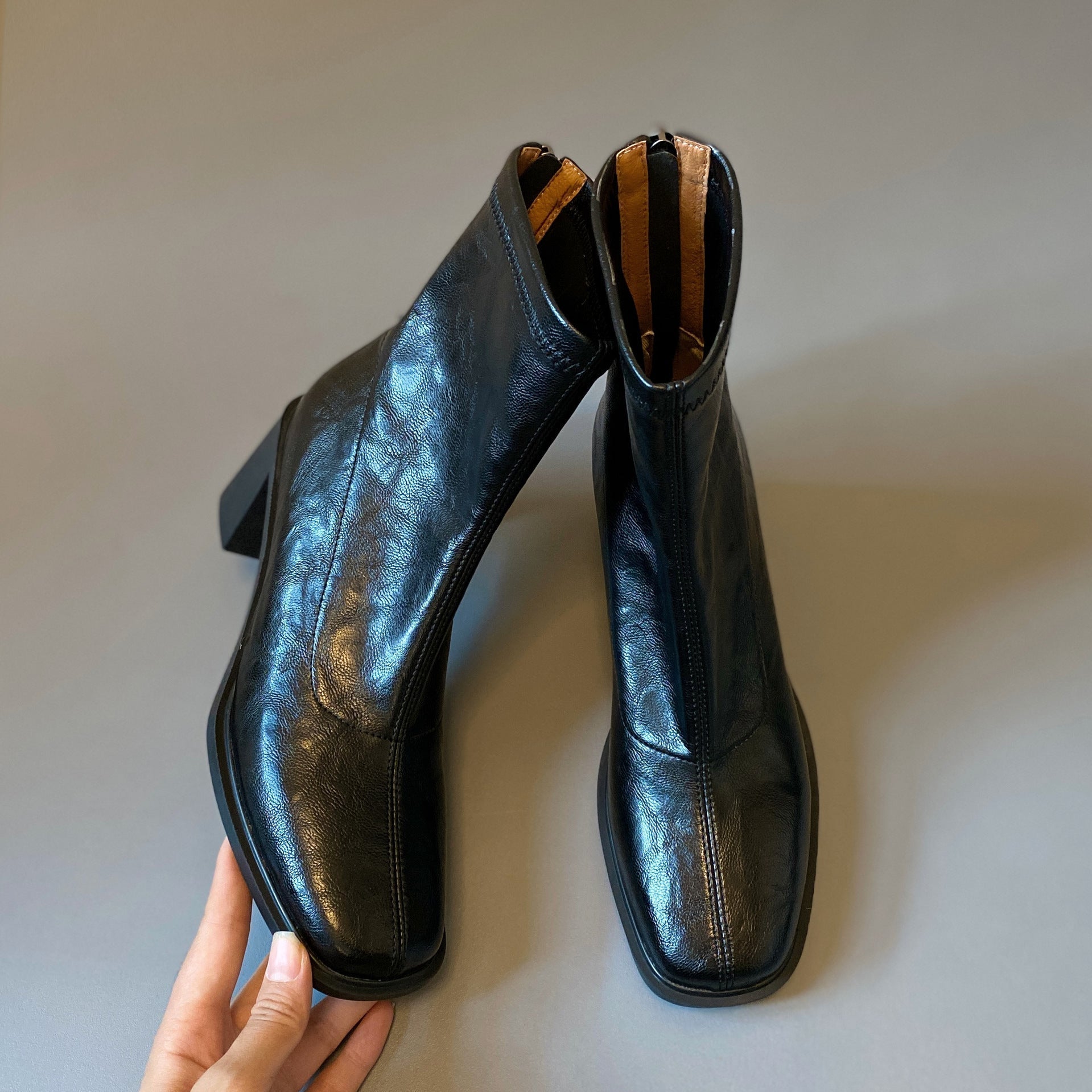 Kimberly Benn | Square-Toe Block Heel Boots