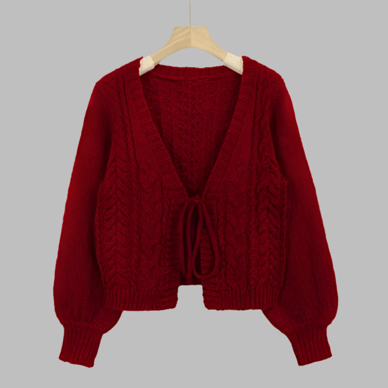 Kimberly Benn | Cozy Vintage Chunky Tie-Front Long Sleeve Cardigan