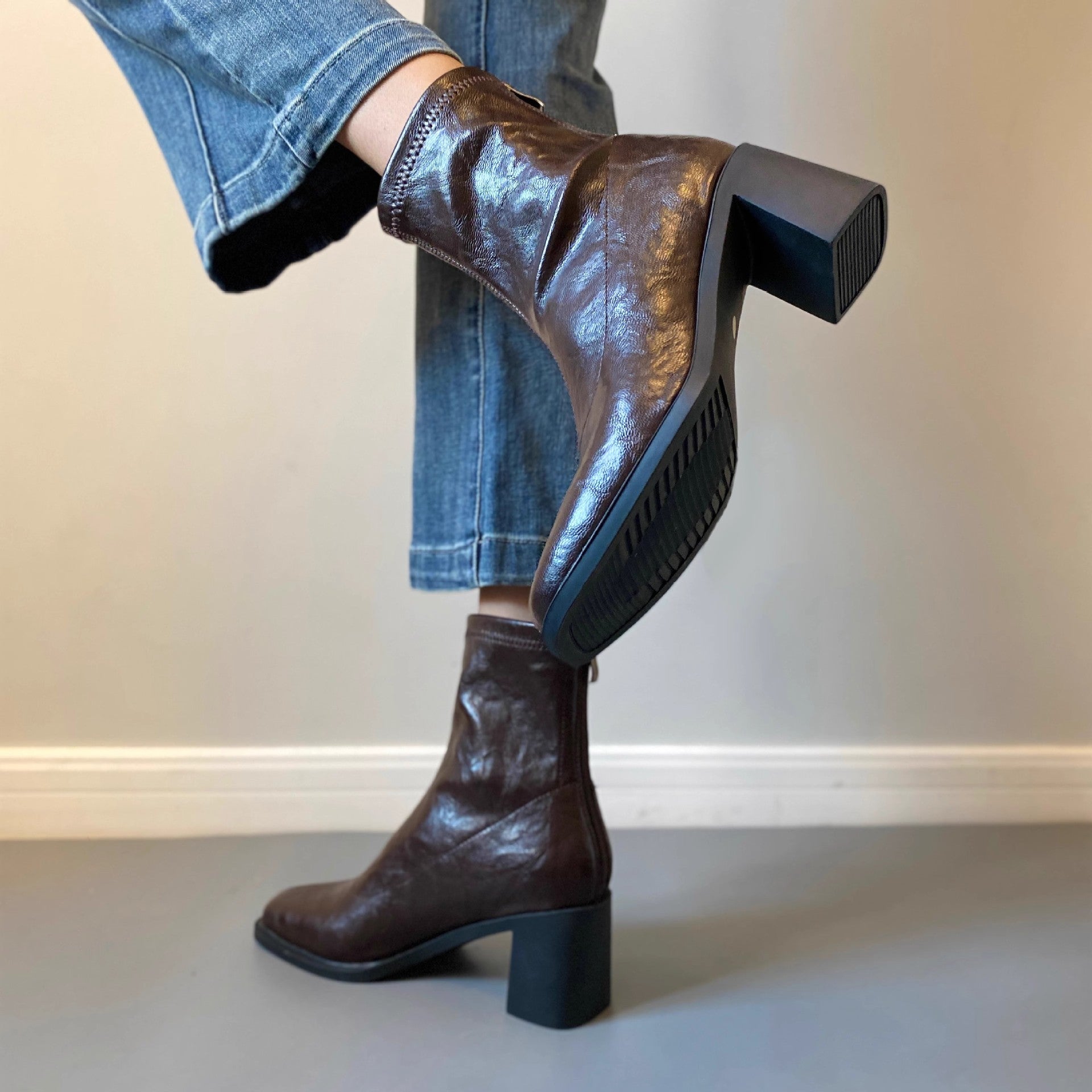 Kimberly Benn | Square-Toe Block Heel Boots