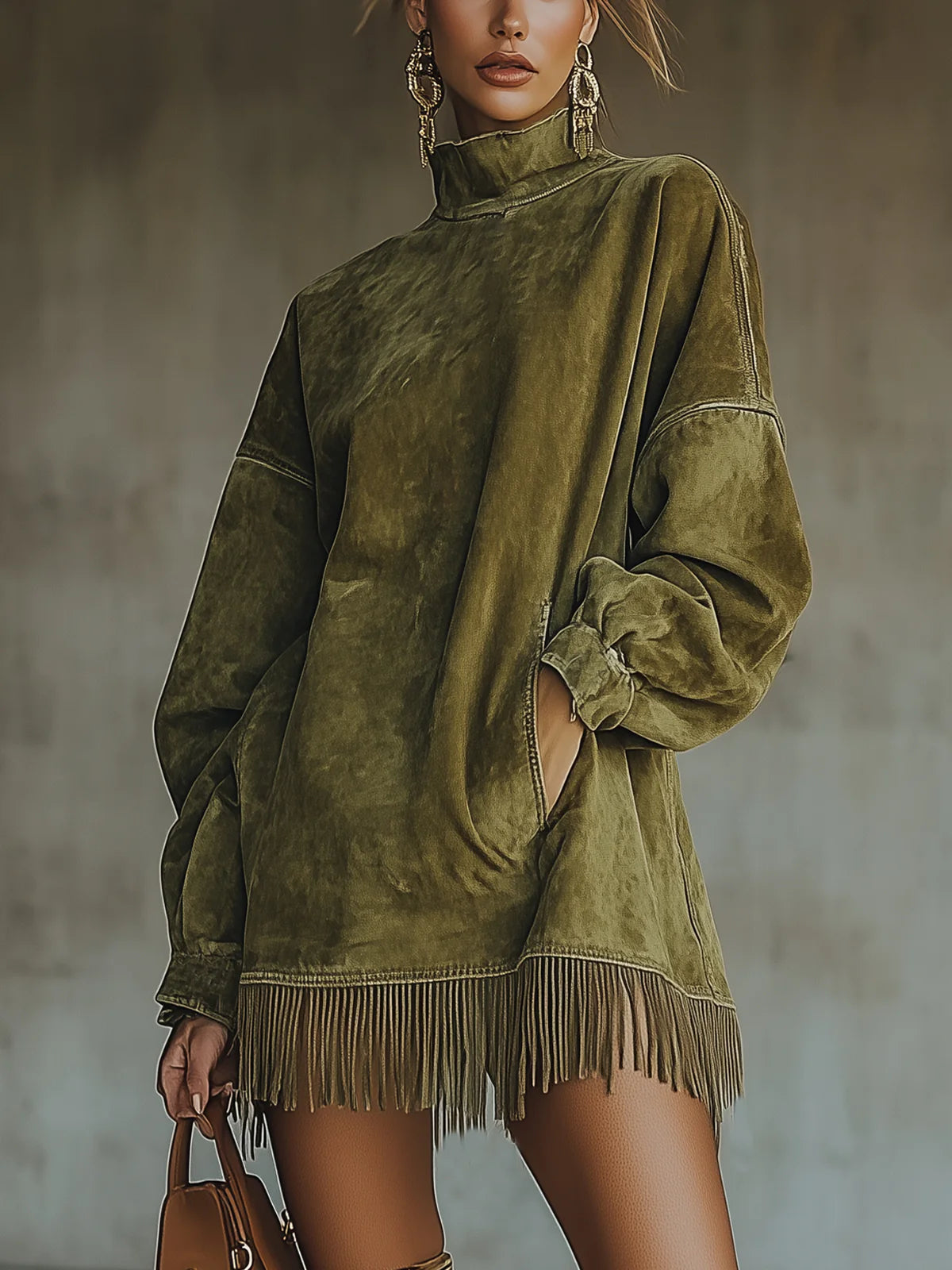Kimberly Benn | Fringe Turtleneck Dress