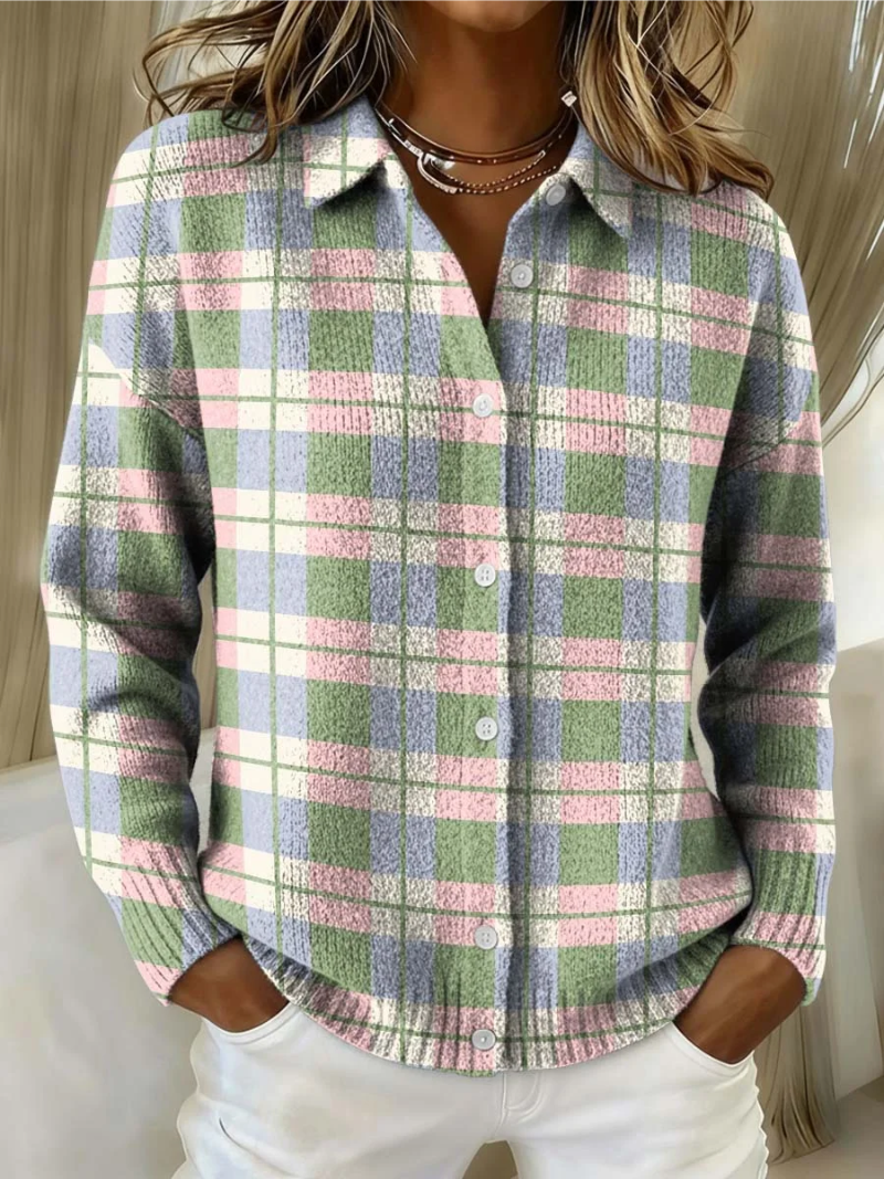 Kimberly Benn | Checked Hoodie Blouse in Pastel Colors