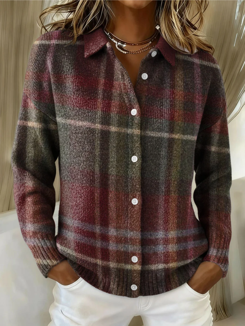 Kimberly Benn | Checked Hoodie Blouse