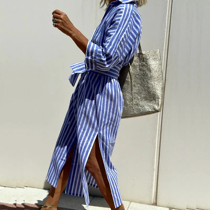 Kimberly Benn | Elegant Striped Shirt Dress