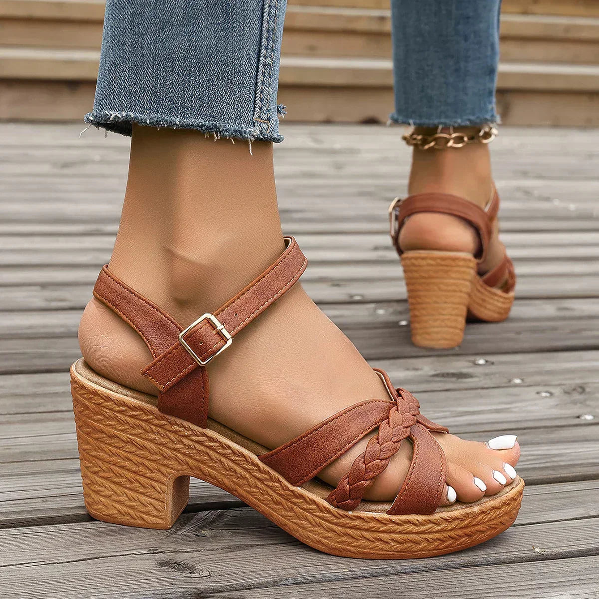 Kimberly Benn | Braided Strap Platform Sandals