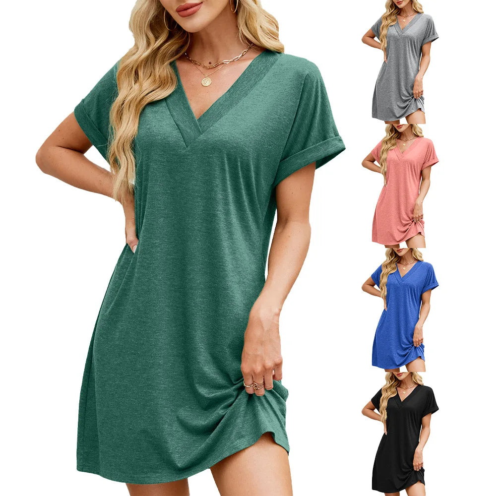 Kimberly Benn | Casual V-Neck T-Shirt Dress