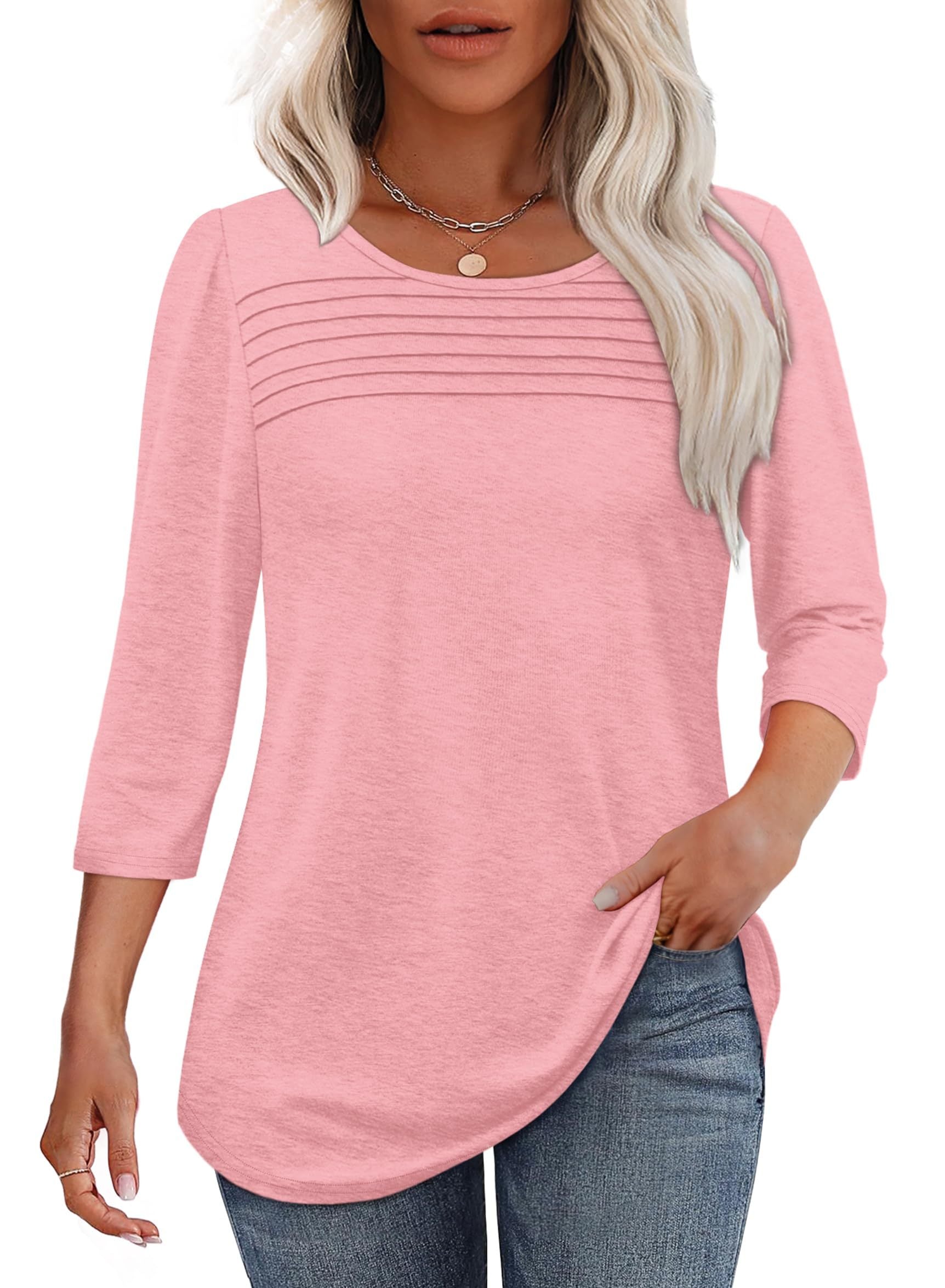 Kimberly Benn | Pleated 3/4 Sleeve Top