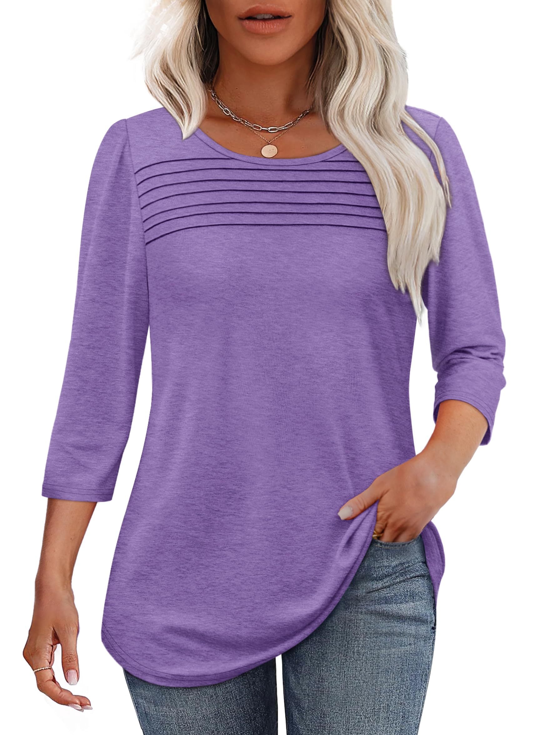 Kimberly Benn | Pleated 3/4 Sleeve Top