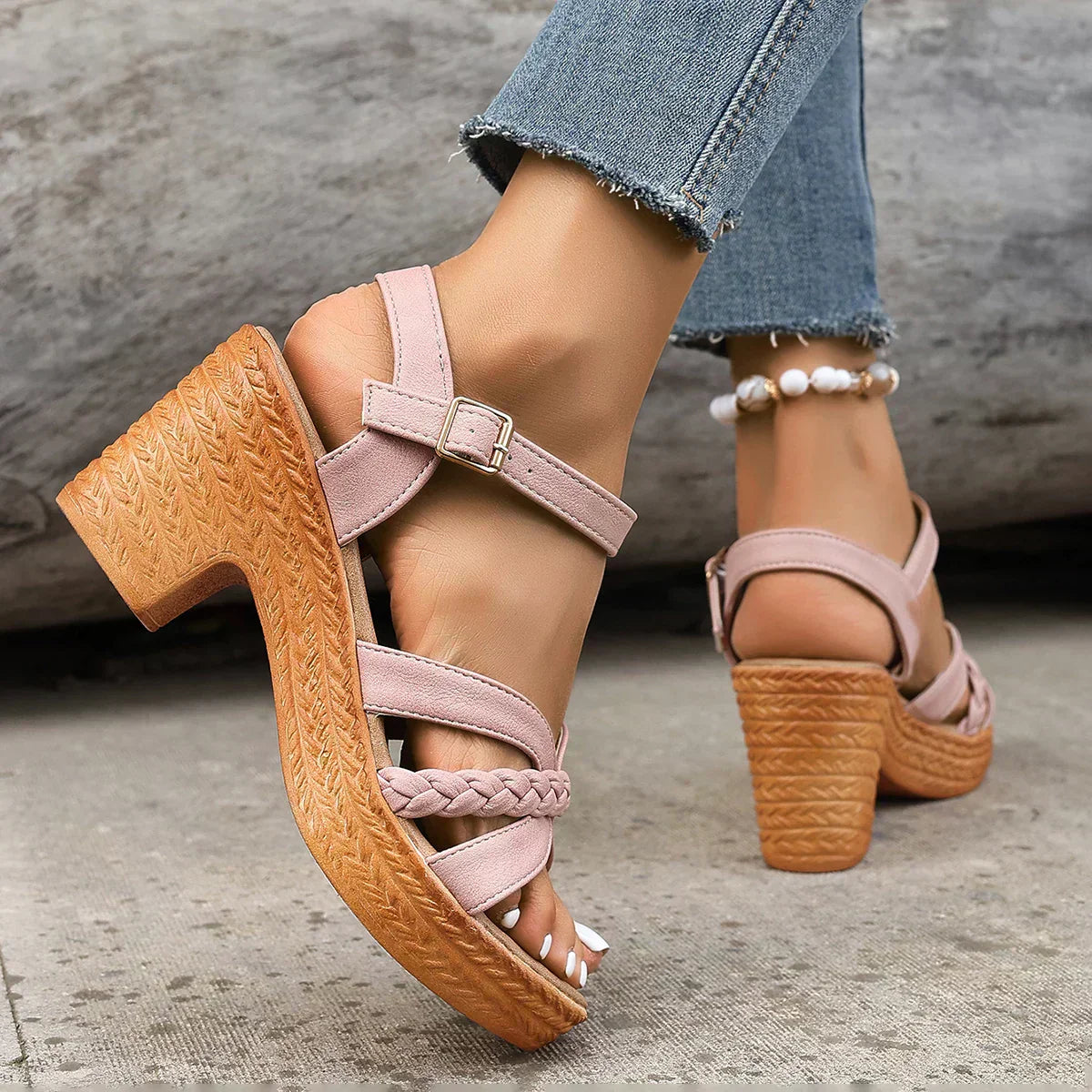 Kimberly Benn | Braided Strap Platform Sandals