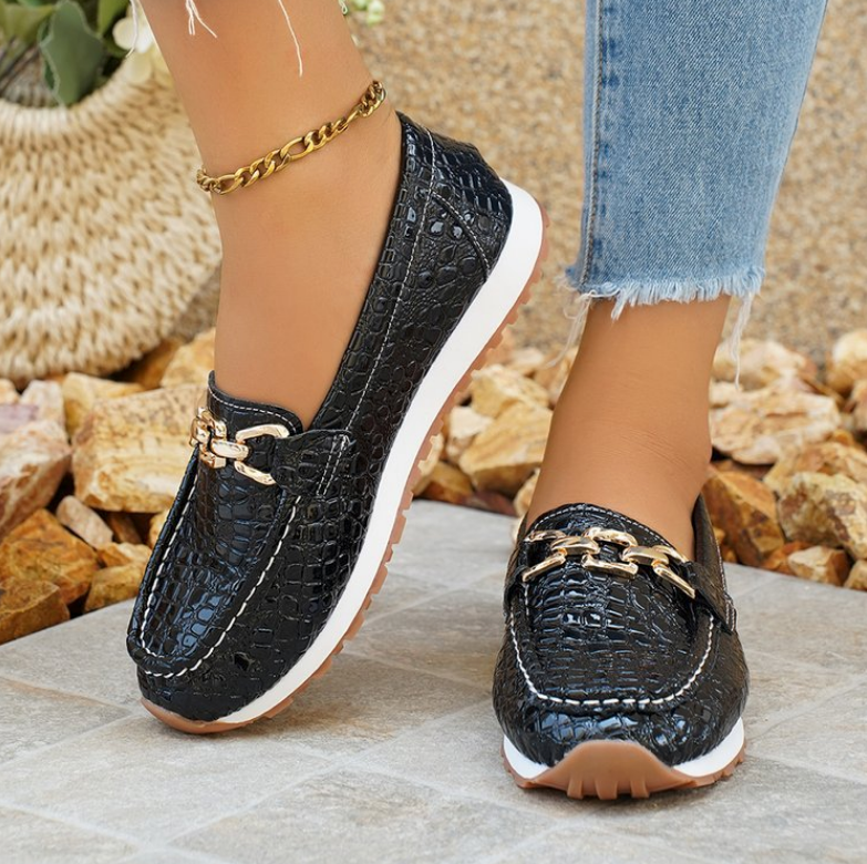 Kimberly Benn | Black Crocodile Loafers