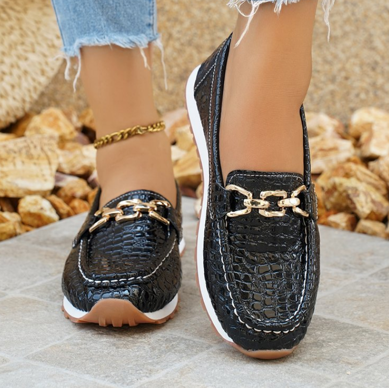 Kimberly Benn | Black Crocodile Loafers