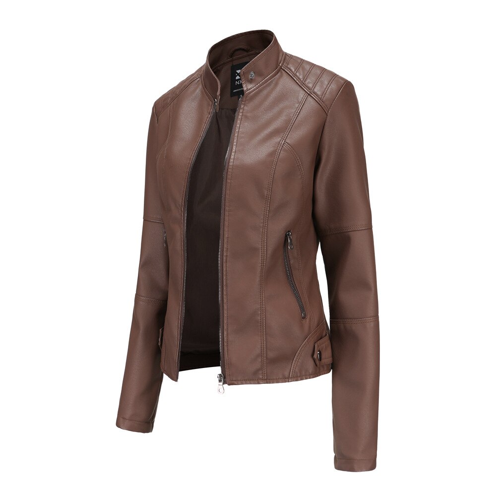 Kimberly Benn | Women’s Leather Jacket With Mandarin Collar