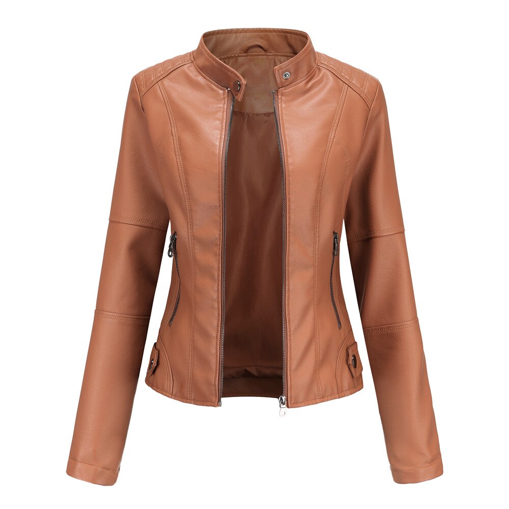 Kimberly Benn | Women’s Leather Jacket With Mandarin Collar