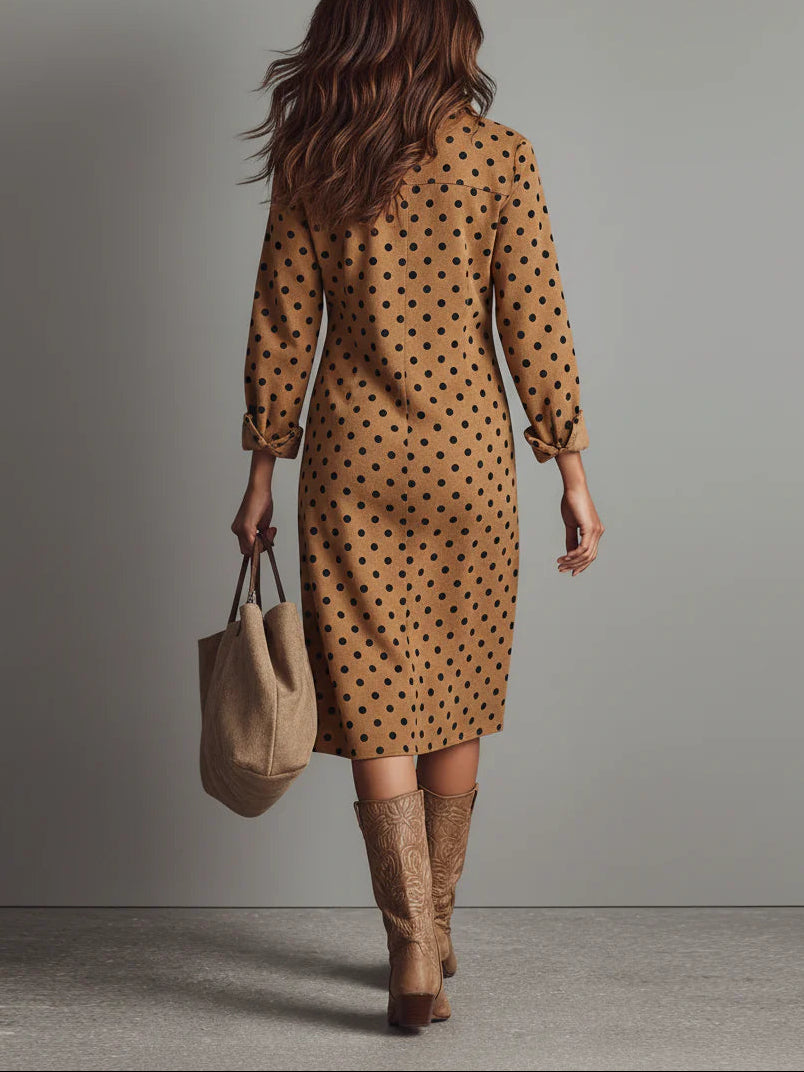 Kimberly Benn | Polka Dot Faux Leather Midi Dress
