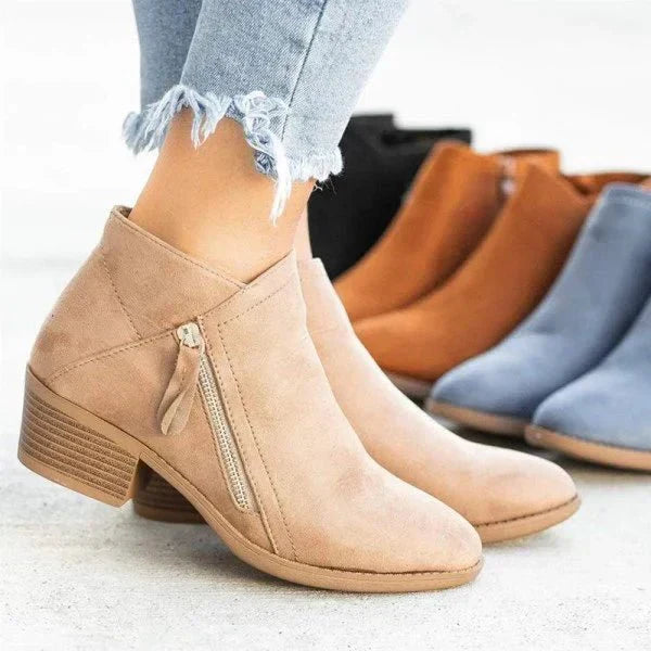 Kimberly Benn | Women's Ankle Boots – Side-Zip Design, Low Heel