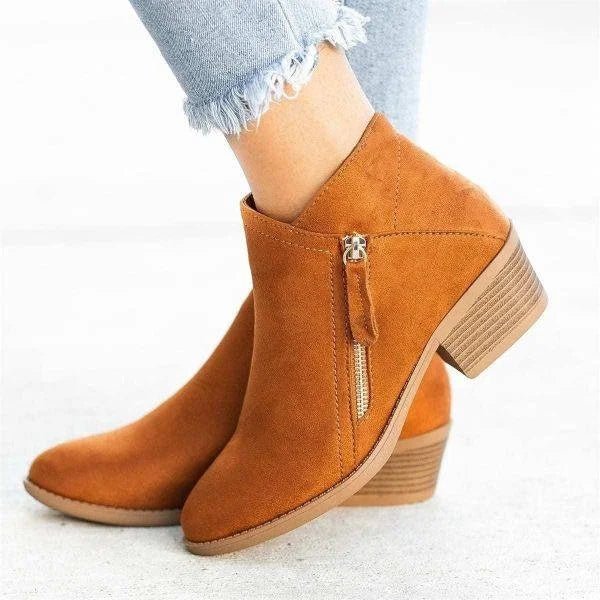 Kimberly Benn | Women's Ankle Boots – Side-Zip Design, Low Heel