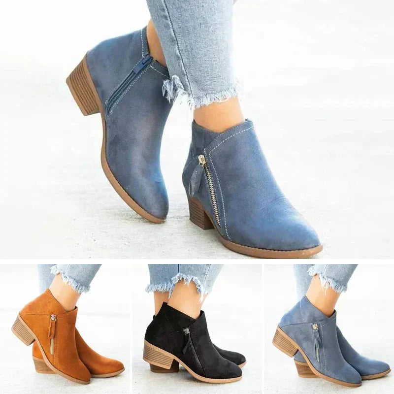 Kimberly Benn | Women's Ankle Boots – Side-Zip Design, Low Heel