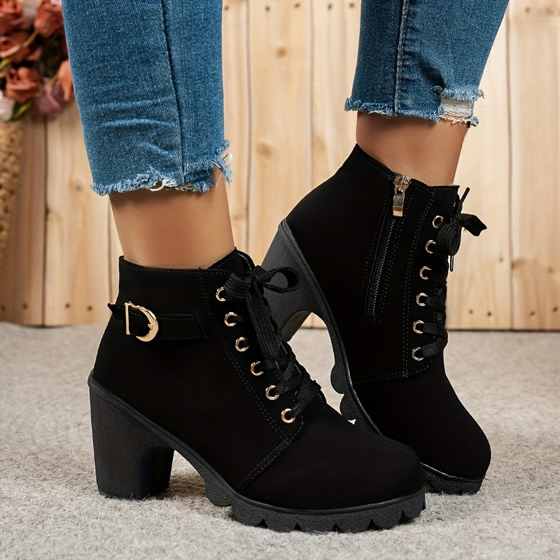 Kimberly Benn | Lace-Up Heel Boots In Black